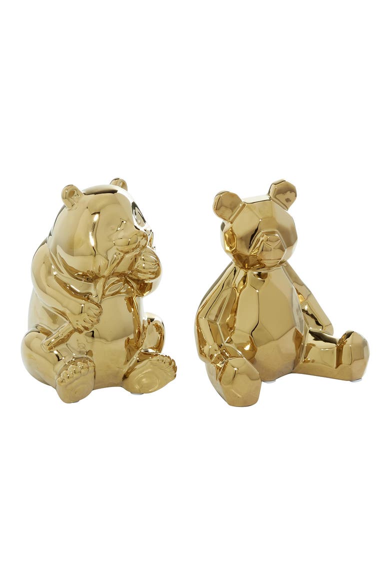 Glam Set of 2 Porcelain Animal Sculptures, Main, color, GOLD