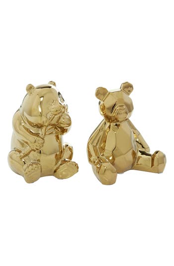Uma Glam Set Of 2 Porcelain Animal Sculptures In Gold
