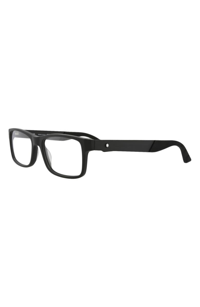 Montblanc 56mm Rectangular Optical Glasses, Alternate, color, Black Transparent