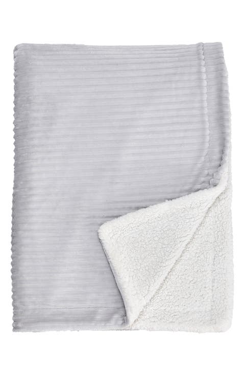 Ribbed Faux Shearling Reversible Blanket