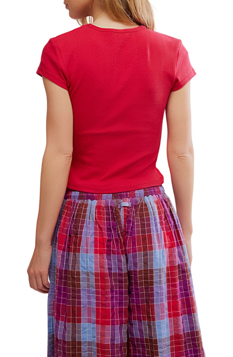 Free People Wait a Minute Rib Baby T-Shirt, Alternate, color, Lipstick Red