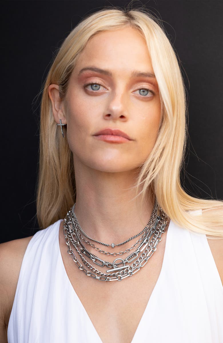 Sheryl Lowe Oval Link Chain Necklace With Toggle, Alternate, color, Sterling Silver