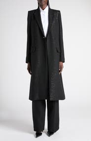TOM FORD Sequin Double Breasted Wool Blend Crepe Coat