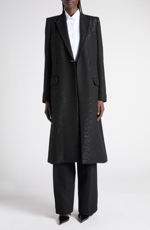 Tom Ford Sequined Wool Blend Crepe Double Breasted Coat Clothing In Black