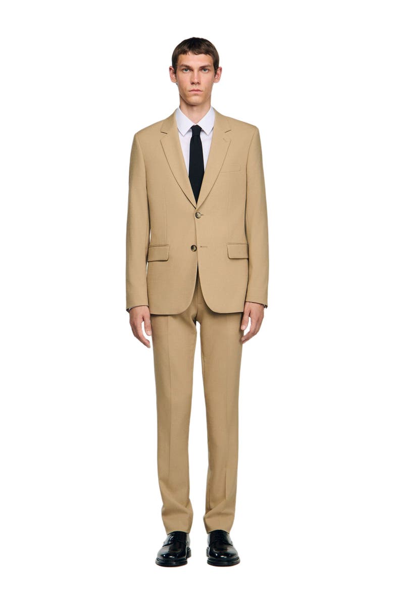 SANDRO Wool suit jacket, Alternate, color, Beige