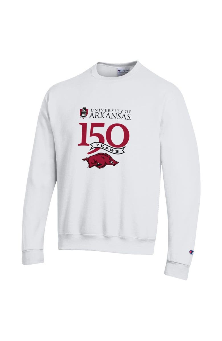 Champion Men's Champion White Arkansas Razorbacks 150th Anniversary Pullover Sweatshirt, Alternate, color, 
