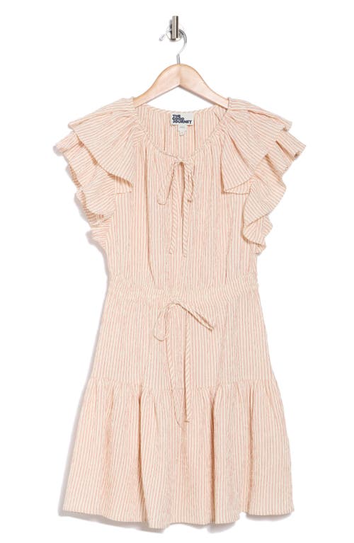 The Good Journey Flutter Sleeve Stripe Ruffle Dress