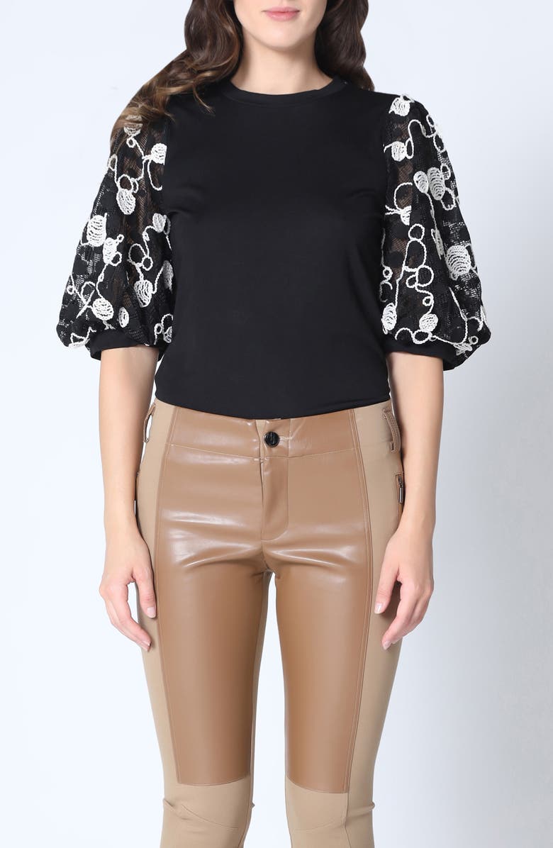 GRACIA Embroidered Puff Sleeve Top, Alternate, color, 