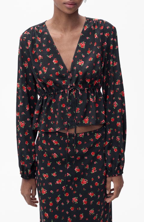 Floral Tie Front Top
