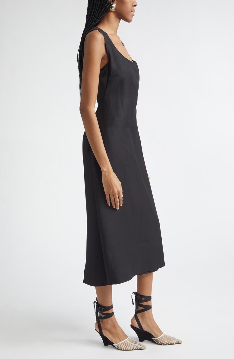 Jacquemus Tablier Linen Blend Midi Dress, Alternate, color, Black