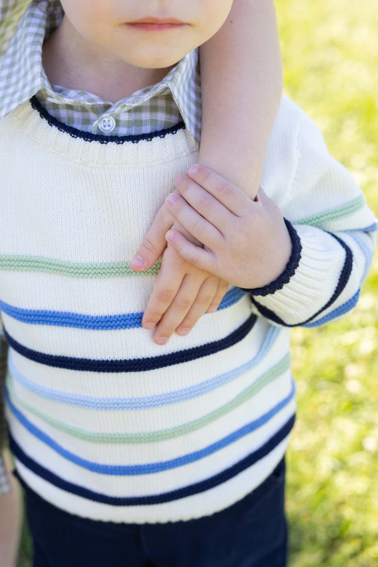 Sweater with Raised Stripes, Alternate, color, Ivory Multi Stripe