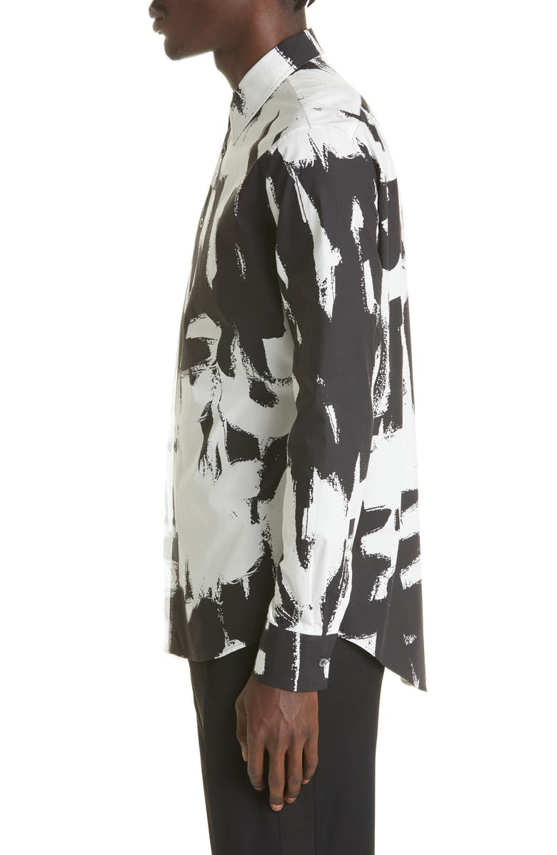 McQueen Men's Graffiti Logo Cotton Button-Up Shirt, Alternate, color,