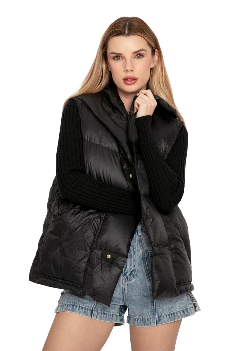 Belle & Bloom Over My Head Hooded Puffer Vest, Alternate, color, Black