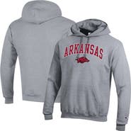 Champion Men's Champion Heather Gray Arkansas Razorbacks Arched Logo Fleece Pullover Hoodie