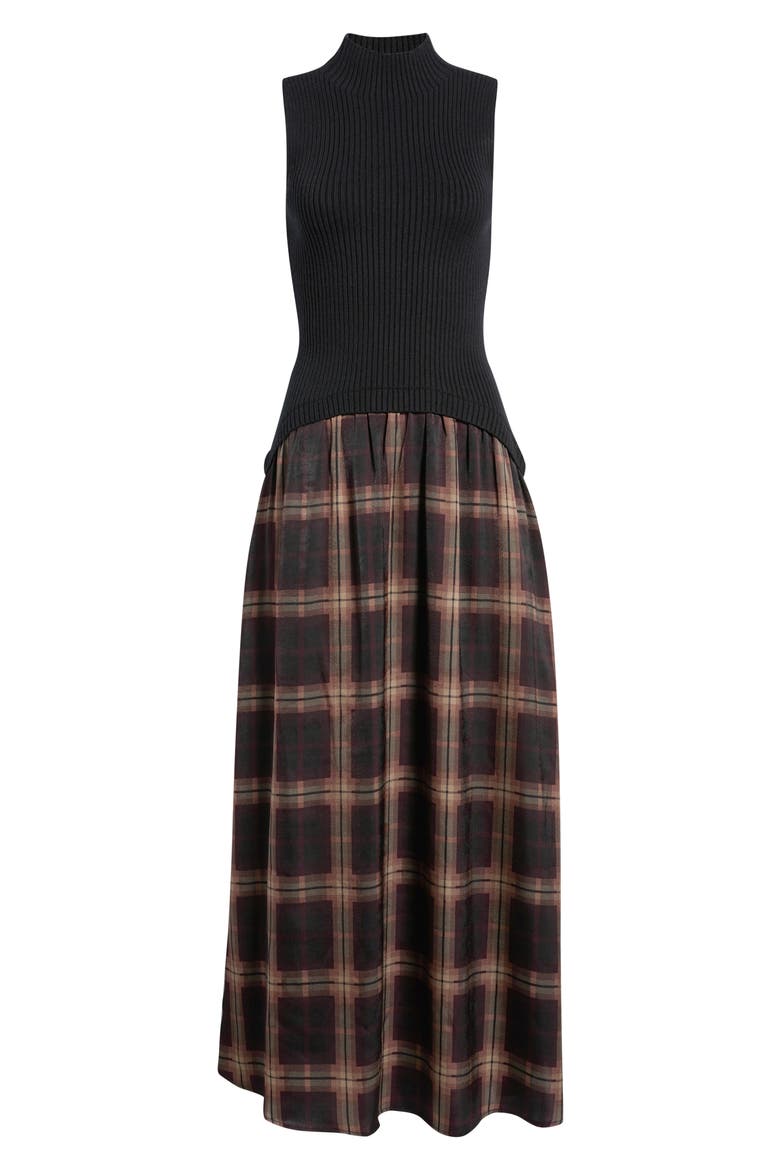 Kristopher Mixed Media Maxi Dress, Alternate, color, BLACK MULTI