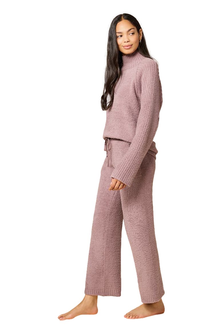 Solid Marshmallow Rib Mock Neck with Long Pant, Alternate, color, Driftwood