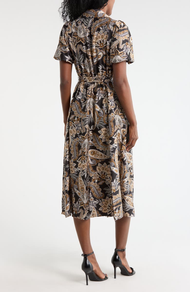 SANDRA DARREN Bubble Sleeve Shirtdress, Alternate, color, Brown Multi