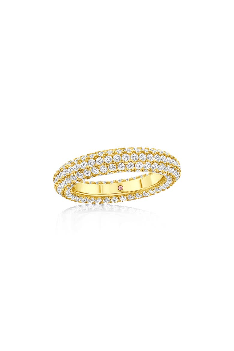 Pavé Cubic Zirconia Round Eternity Band Ring, Main, color, YELLOW