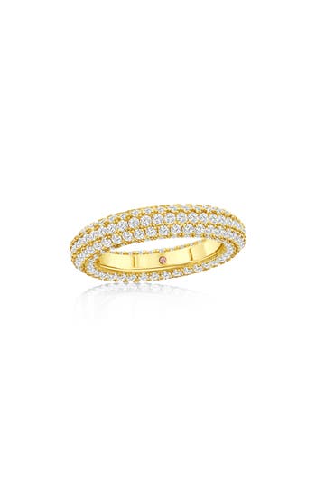 Suzy Levian Sterling Silver Cubic Zirconia Pave Round Eternity Band
