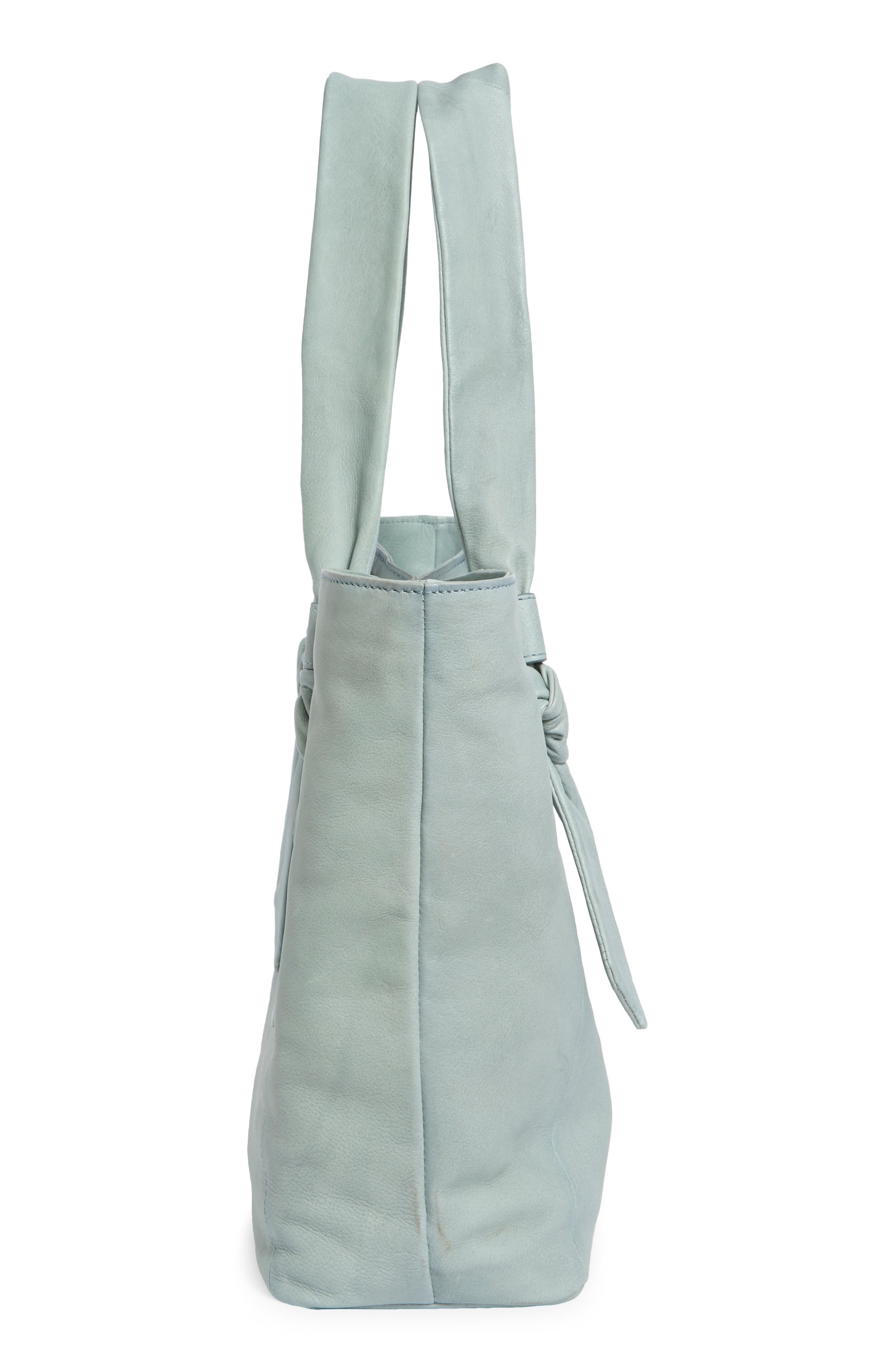 Nora Knotted Strap Leather Tote, Alternate, color, LT. SKY