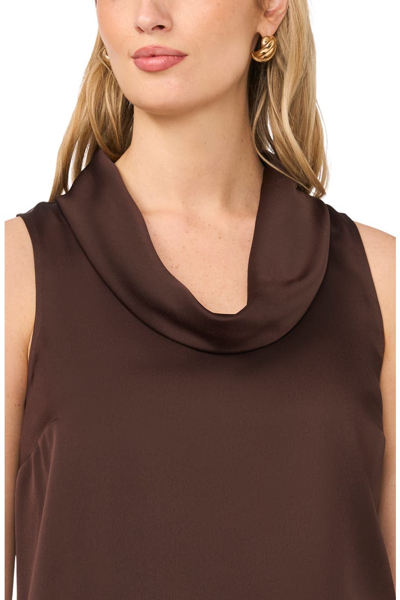 Cowl Neck Satin Charmeuse Sleeveless Top, Alternate, color, CHOCOLATE