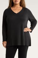 Eileen Fisher V-Neck Cotton Blend Sweater