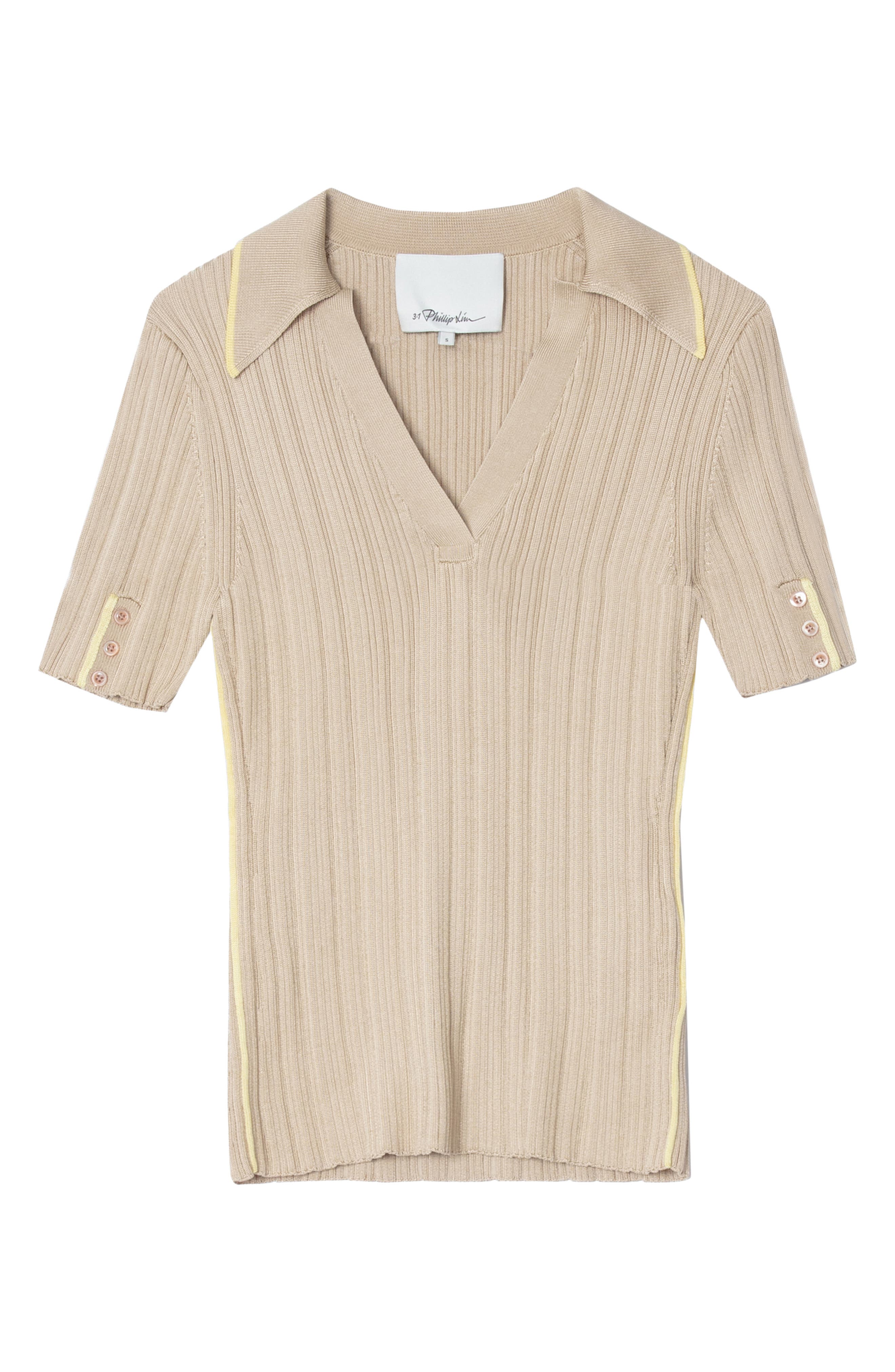 Contrast Trim V-Neck Polo