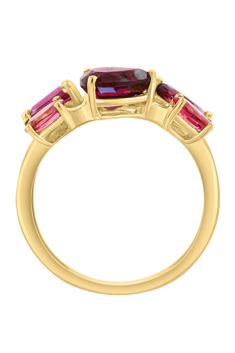 14K Yellow Gold Multi Shape Rhodolite & Pink Tourmaline Band Ring, Alternate, color, 14K Gold