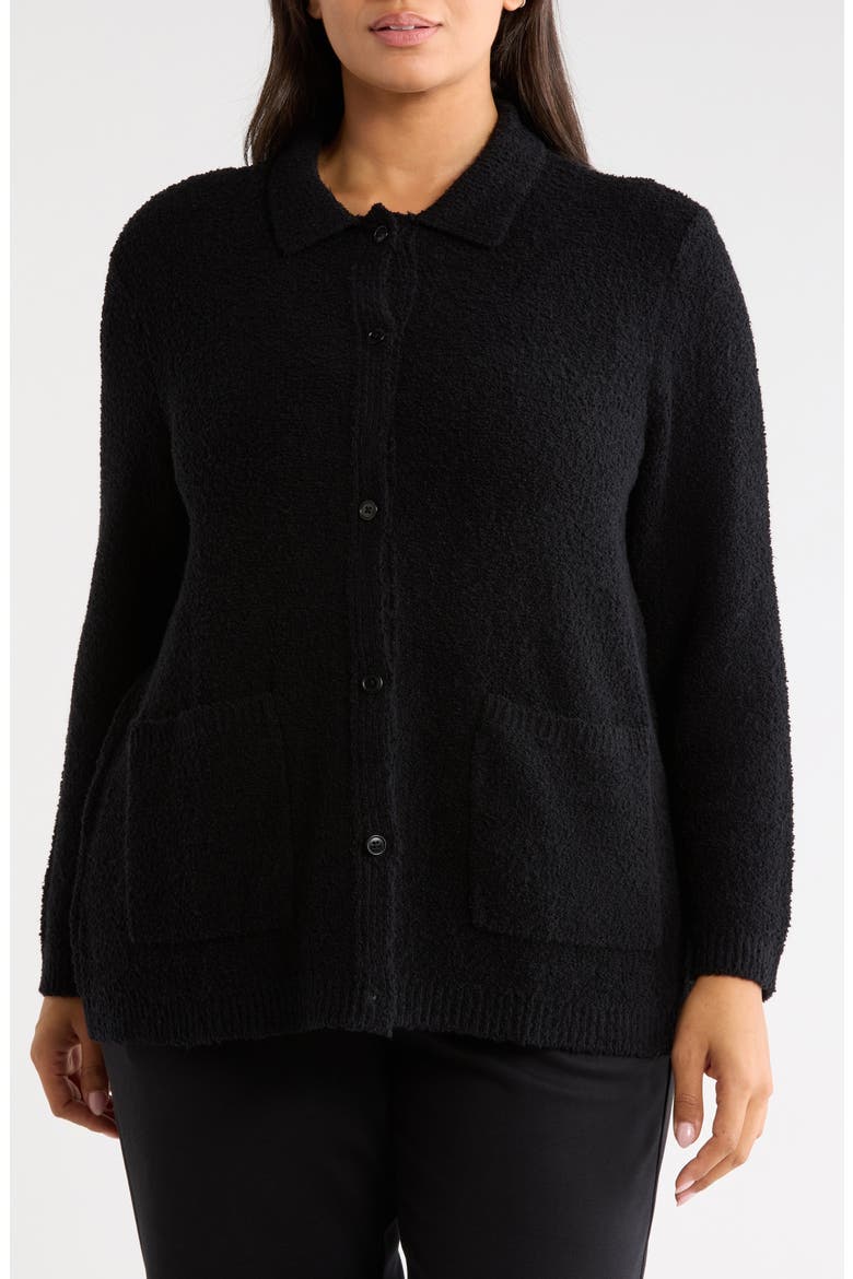 Cotton & Cashmere Blend Cardigan, Alternate, color, BLACK