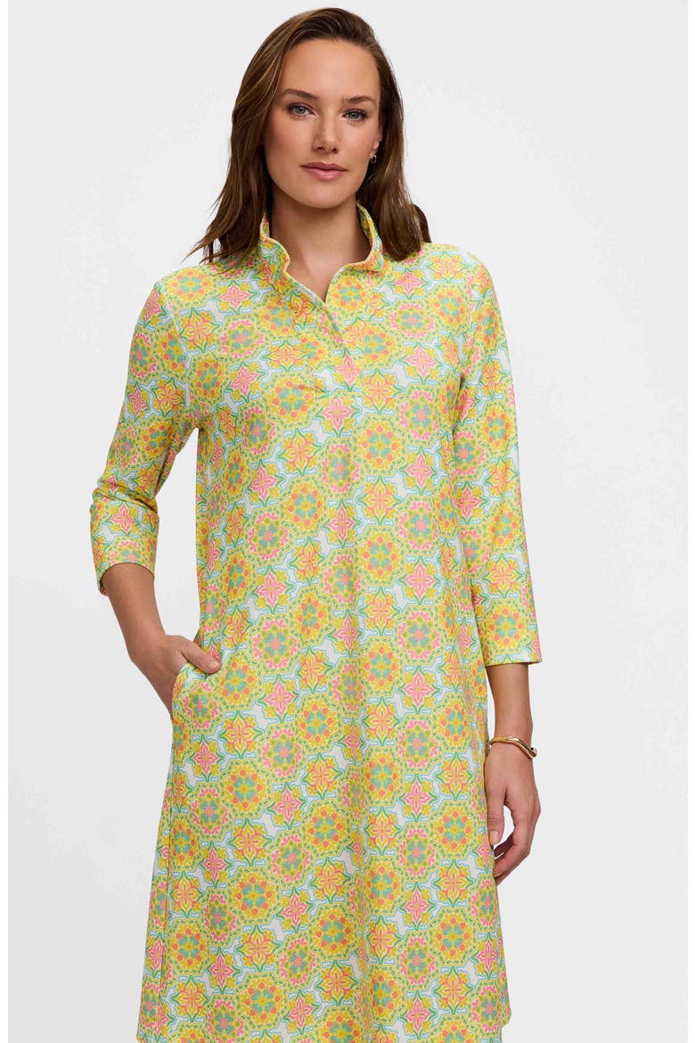 Tammy Tile Print Collared Dress, Alternate, color, YELLOW MULTI