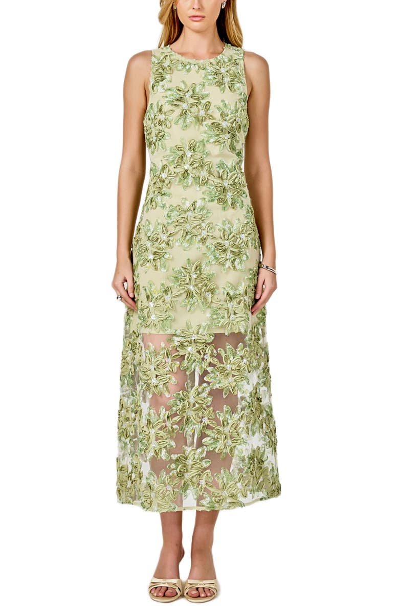 Endless Rose Texture Sleeveless Maxi Dress, Main, color, Sage