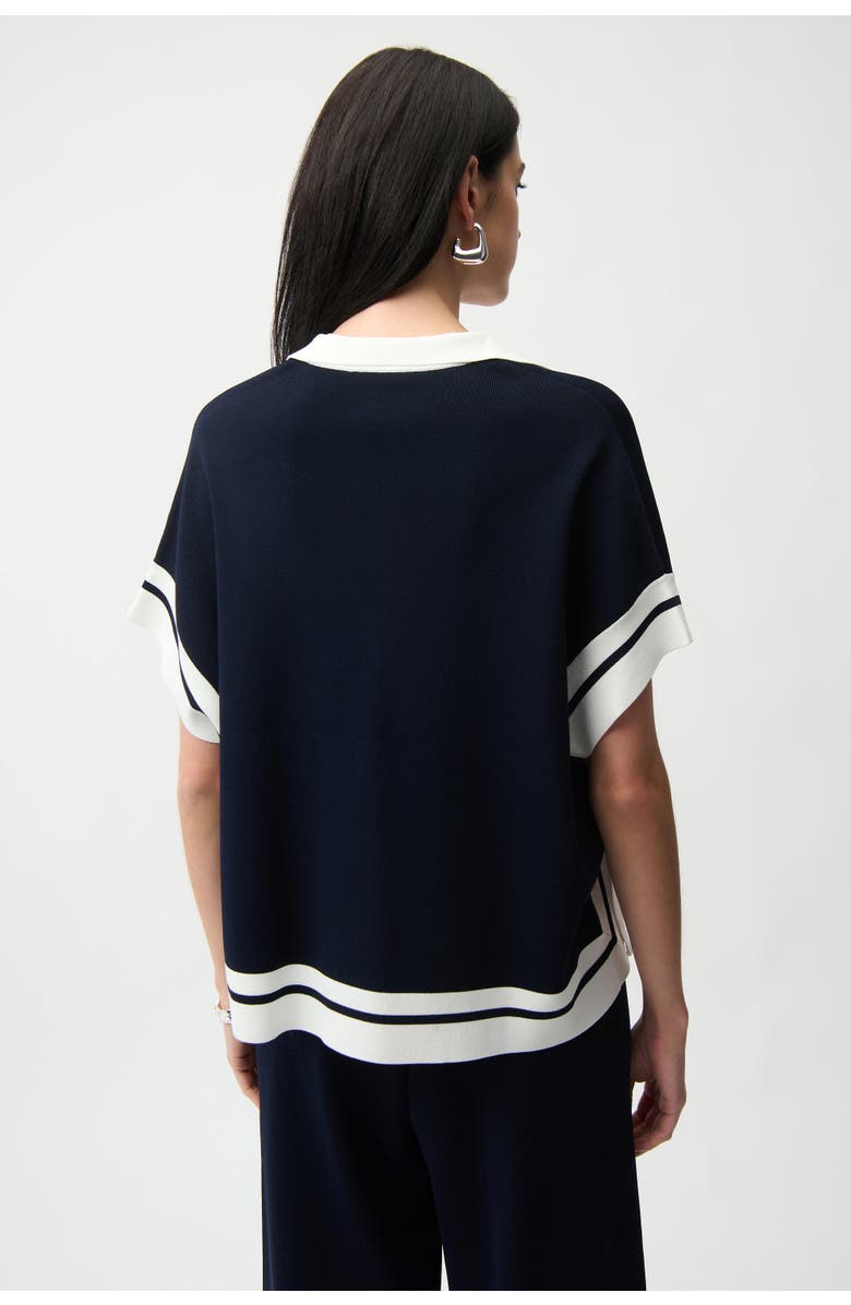 Joseph Ribkoff Viscose Blend Boxy Sweater With Stripe Detail, Alternate, color, Midnight Blue/Vanilla