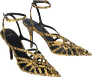 Balmain Python-Effect Leather Cage Sandals