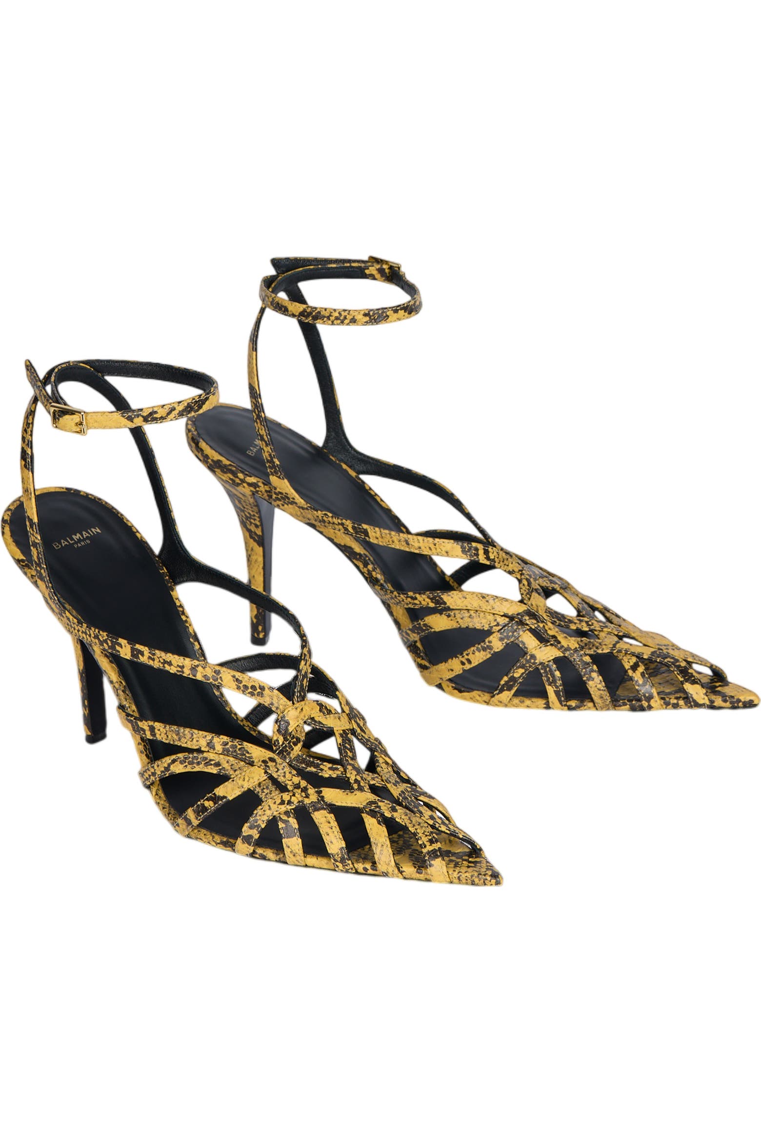 N Python Balmain Python-Effect Leather Cage Sandals (Women) | Nordstrom