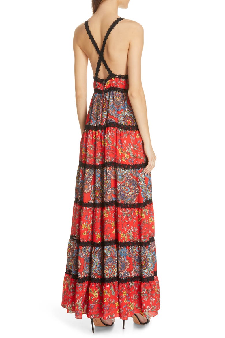 Karolina Mixed Print Maxi Dress, Alternate, color, BATIK MEDALLION BT POPPY/ MULT