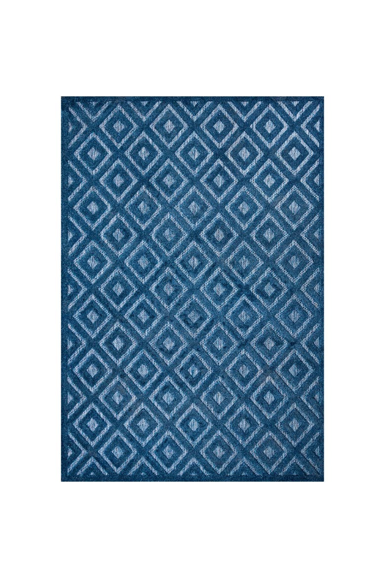 Portmany Neutral Diamond Trellis Indoor/Outdoor Area Rug, Main, color, Marine