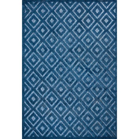 Portmany Neutral Diamond Trellis Indoor/Outdoor Area Rug