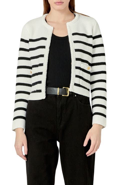 Stripe Crop Cardigan