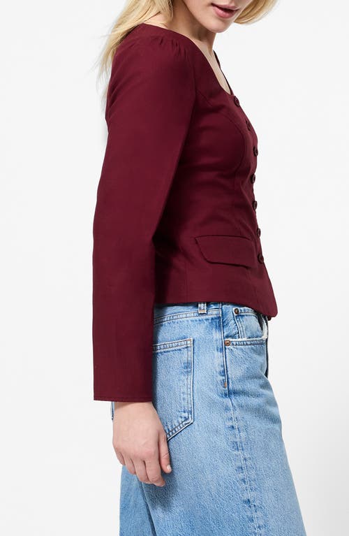 French Connection Inga 2-pocket Button-up Shirt In Burgundy
