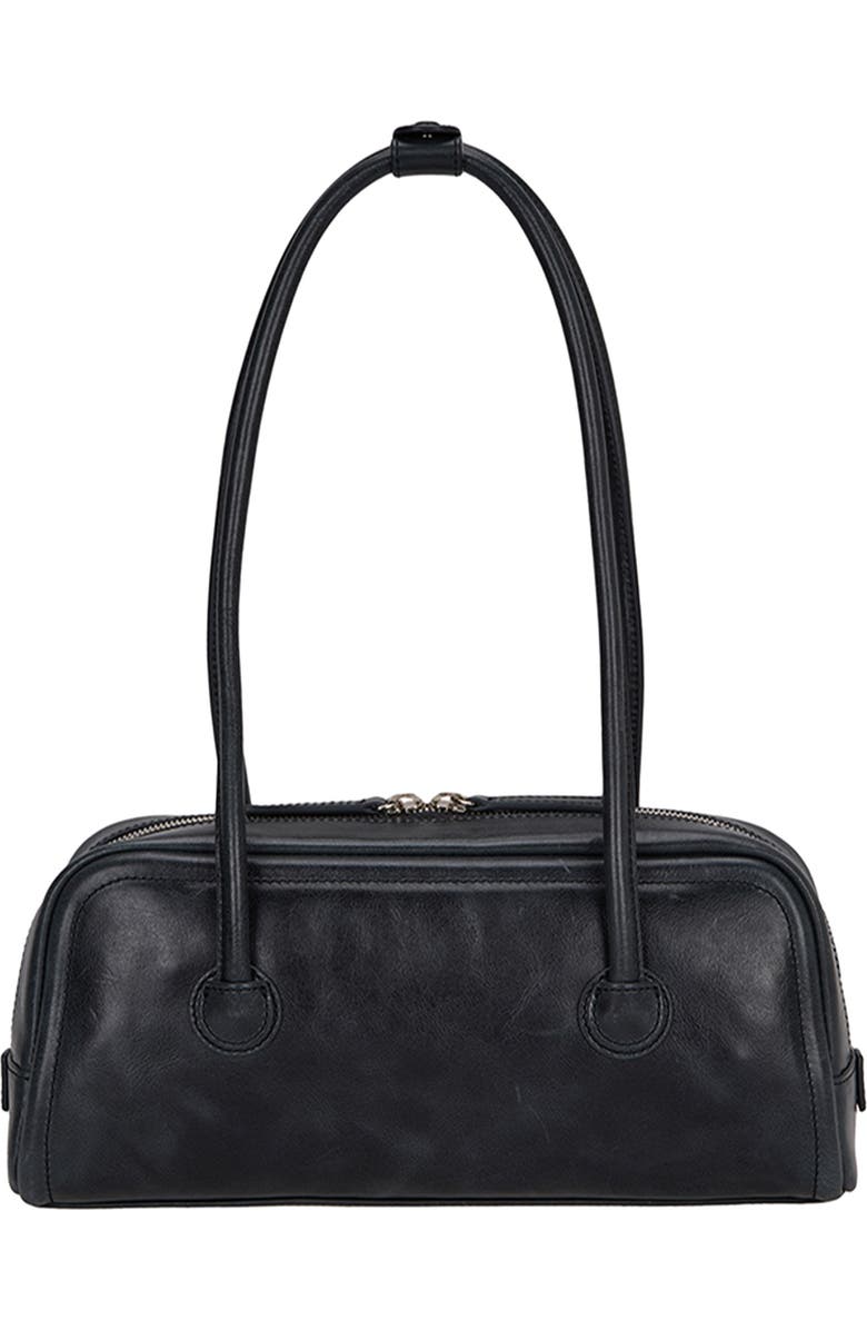 MARGESHERWOOD Soft Boston Leather Shoulder Bag, Alternate, color, Black Pull-Up
