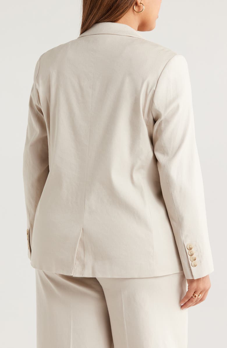 Nordstrom Stretch Linen Blend Boyfriend Blazer, Alternate, color, Beige Scroll