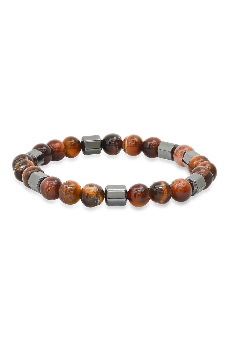 Men's Red Tiger's Eye and Hematite Stretch Bracelet, Main, color, MULTI