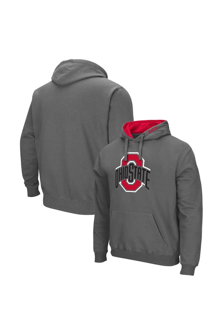 Men's Colosseum Charcoal Ohio State Buckeyes Arch & Logo 3.0 Pullover Hoodie, Main, color, Charcoal