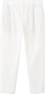 MANGO Pleated Straight Fit Cotton Blend Pants