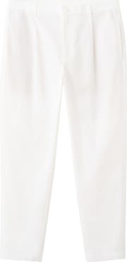 MANGO Pleated Straight Fit Cotton Blend Pants