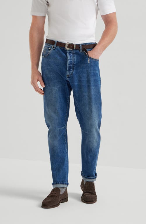 Brunello Cucinelli Leisure Fit Five-pocket Trousers In Blue