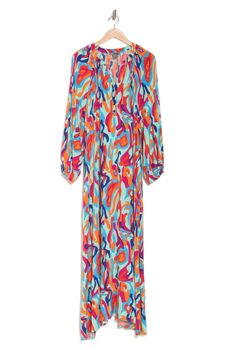 BY DESIGN Lauren Printed Long Sleeve Maxi Dress, Alternate, color, Lava Leopard