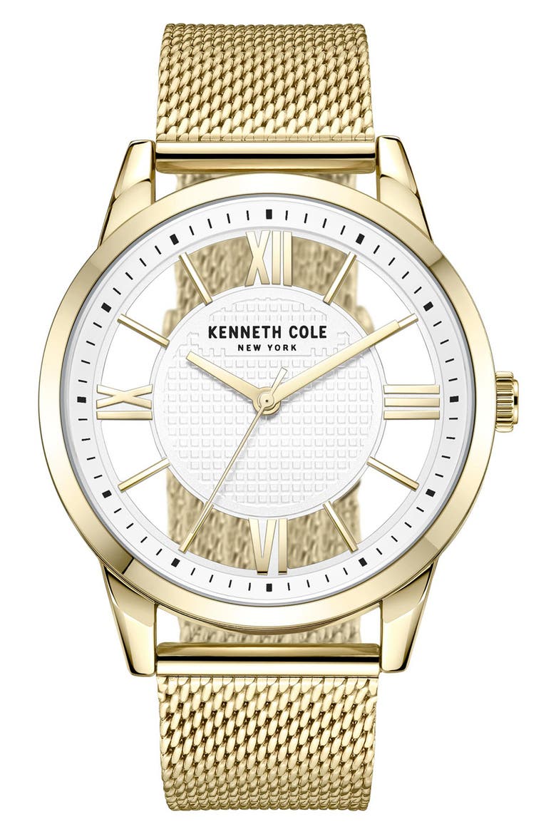 Transparency Mesh Strap Watch, 45mm, Main, color, GOLD