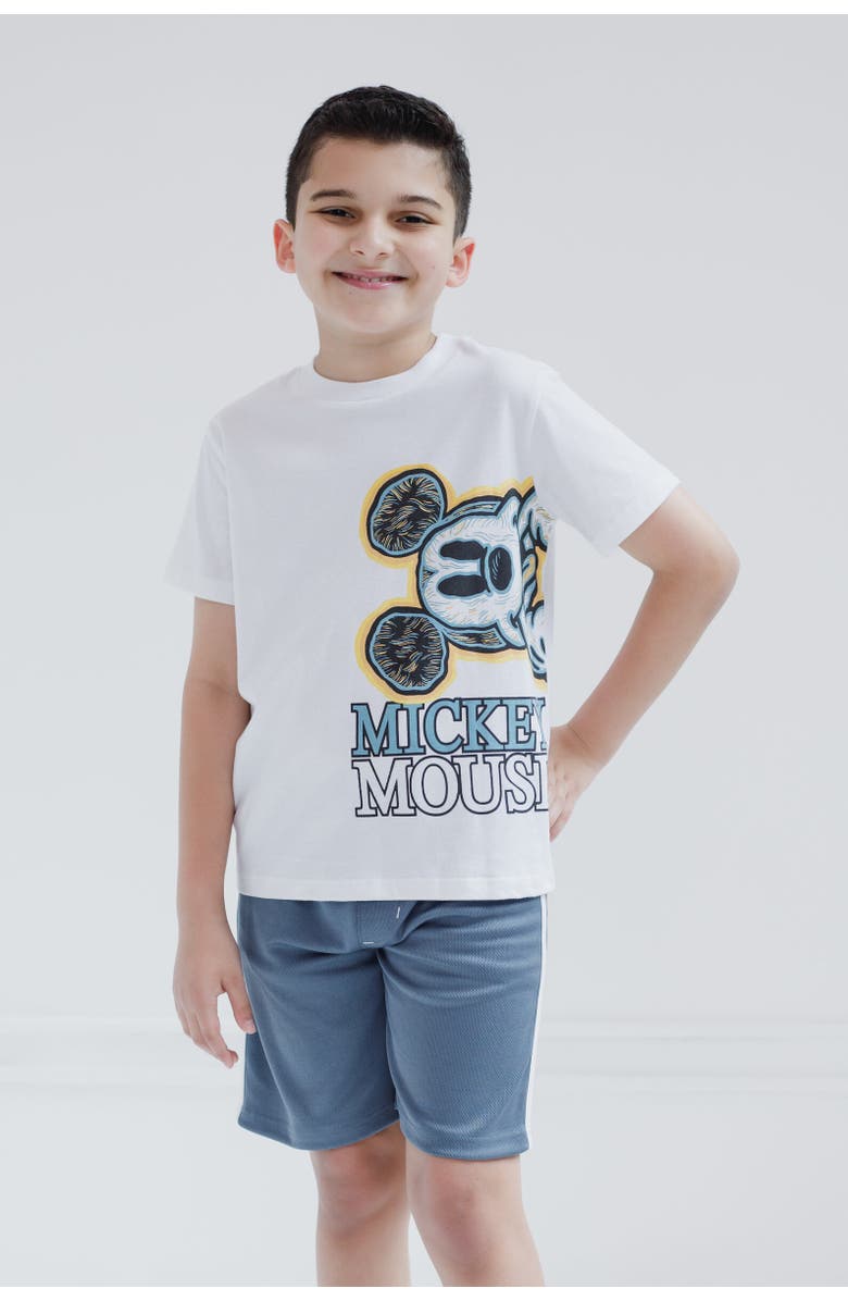 Disney Mickey Mouse & Friends T-Shirt & Mesh Shorts Set, Alternate, color, Mickey Mouse White