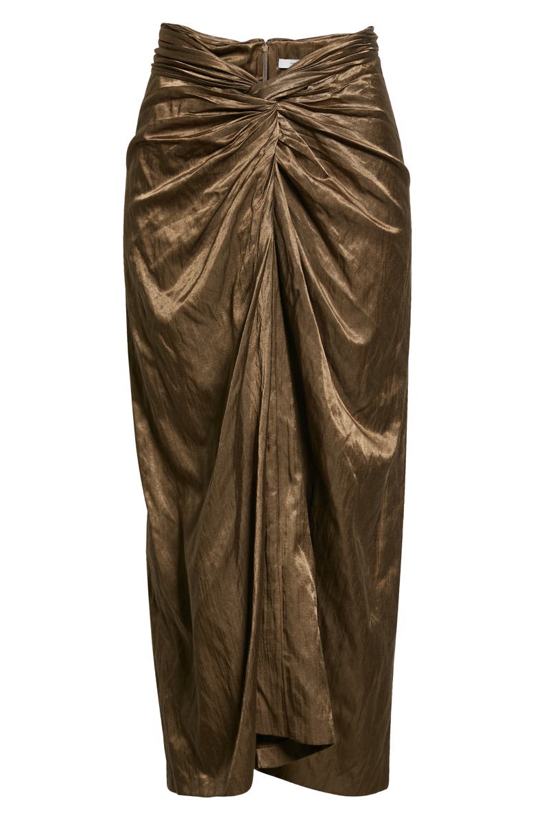 Vince Metallic Twist Front Cotton Blend Skirt, Alternate, color, Cottonwood